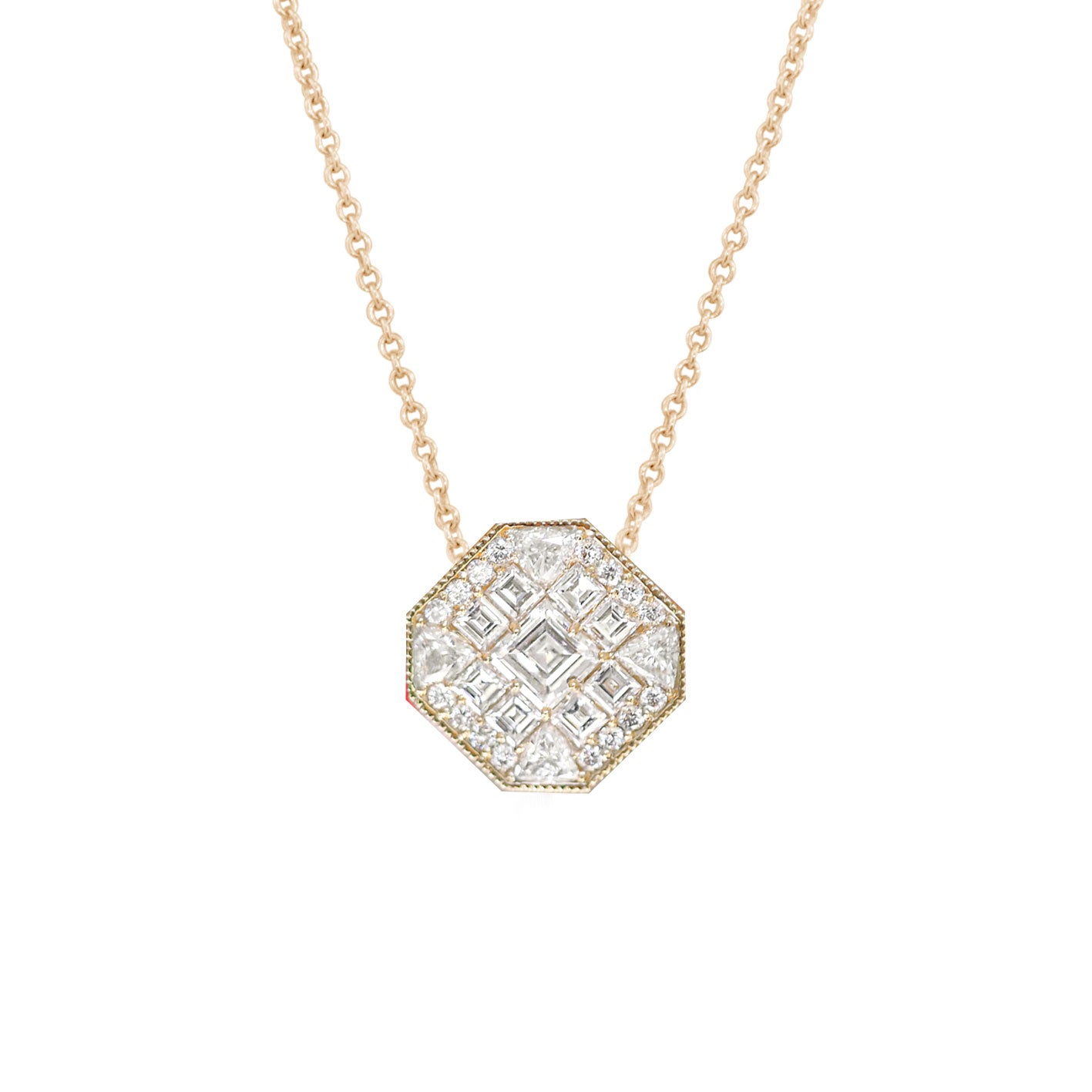 Octagon Shape Carré Cut Diamond Mosaic Necklace