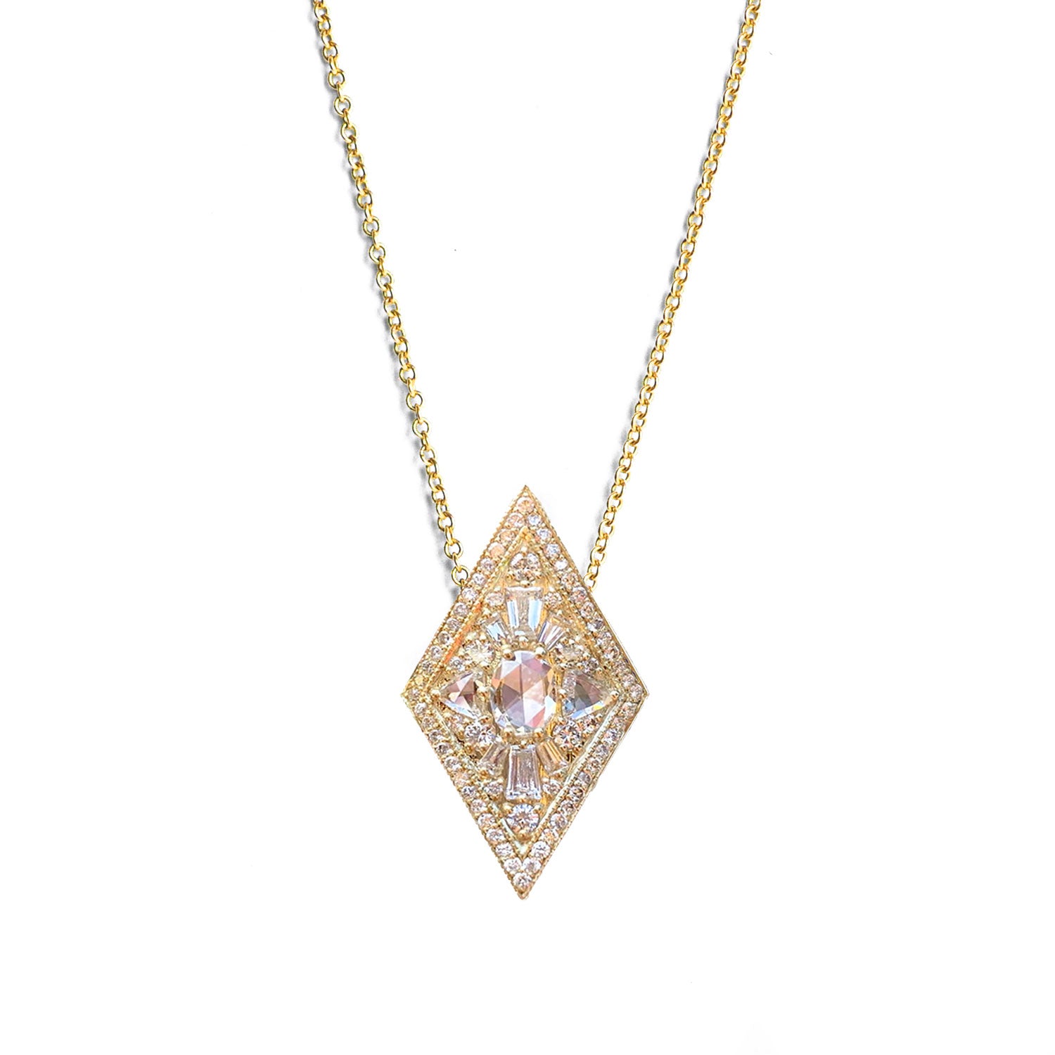 Large Kite Shape Oval Diamond Necklace