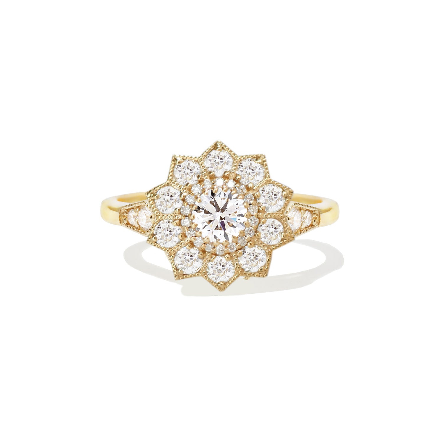 Round Diamond Mosaic Sunflower Ring